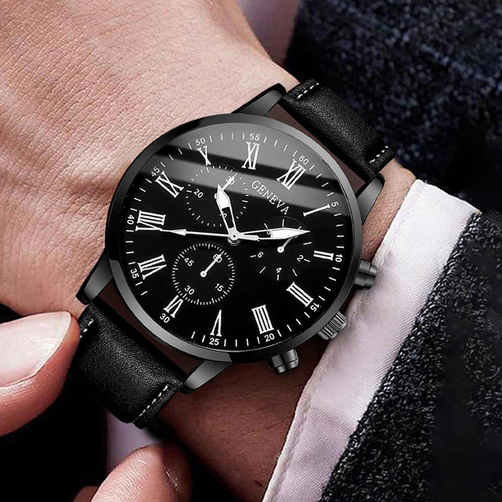 Leather Watch Band Men - Fashion Men Business Watches Casual Leather