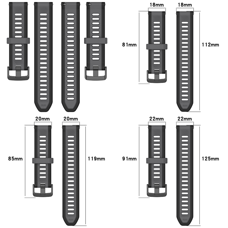 22mm 20mm 18mm Texture Silicon - огляд і ціна Silicone Watch Band 22Mm