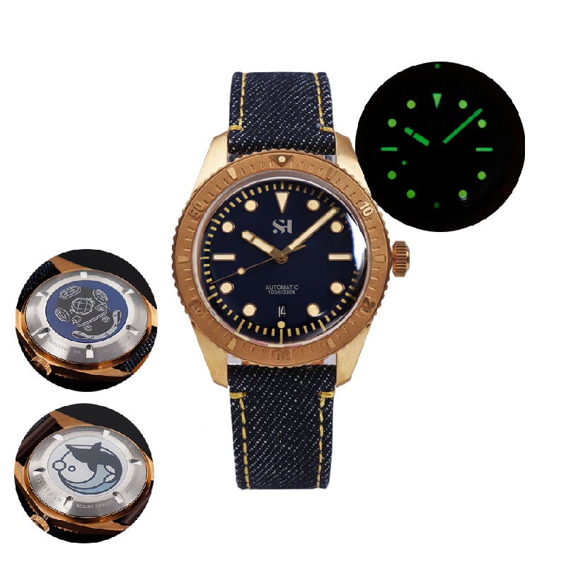 42mm Bronze Mens Watch Mechani - огляд і ціна Canvas Strap Watch